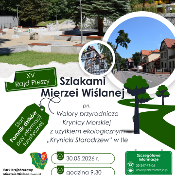 Zapraszamy na XV Rajd Pieszy Szlakami Mierzei Wiślanej Grafika Zapraszamy na XV Rajd Pieszy Szlakami Mierzei Wiślanej