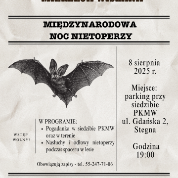 Zapraszamy na Noc Nietoperzy w PKMW Grafika Zapraszamy na Noc Nietoperzy w PKMW